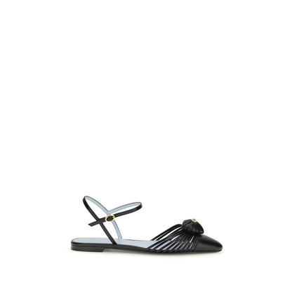 Valentino Garavani Black Calf Leather Bos Taurus Ballet Flats