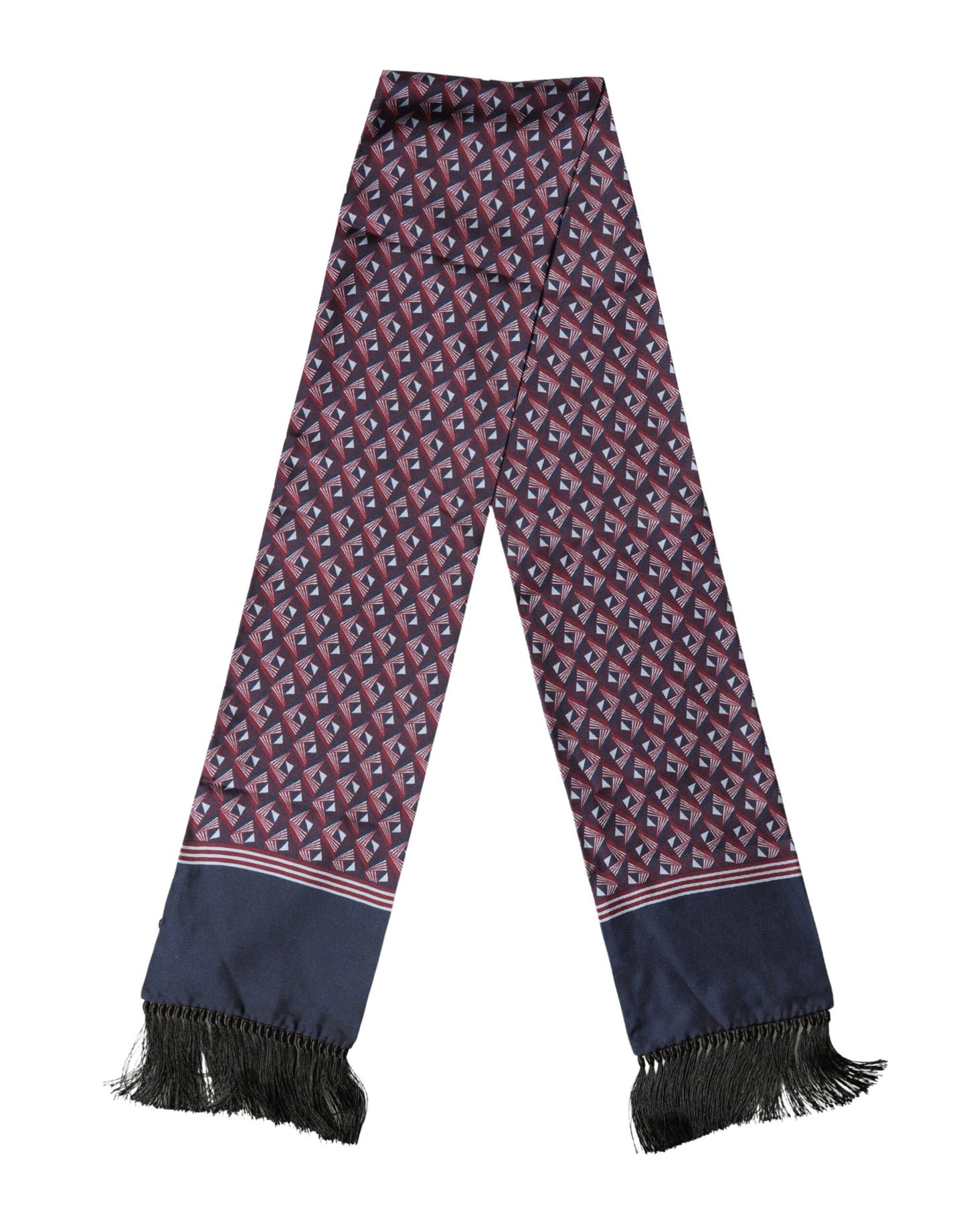 Dolce & Gabbana Multicolor Geometric Pattern Silk Fringe Scarf