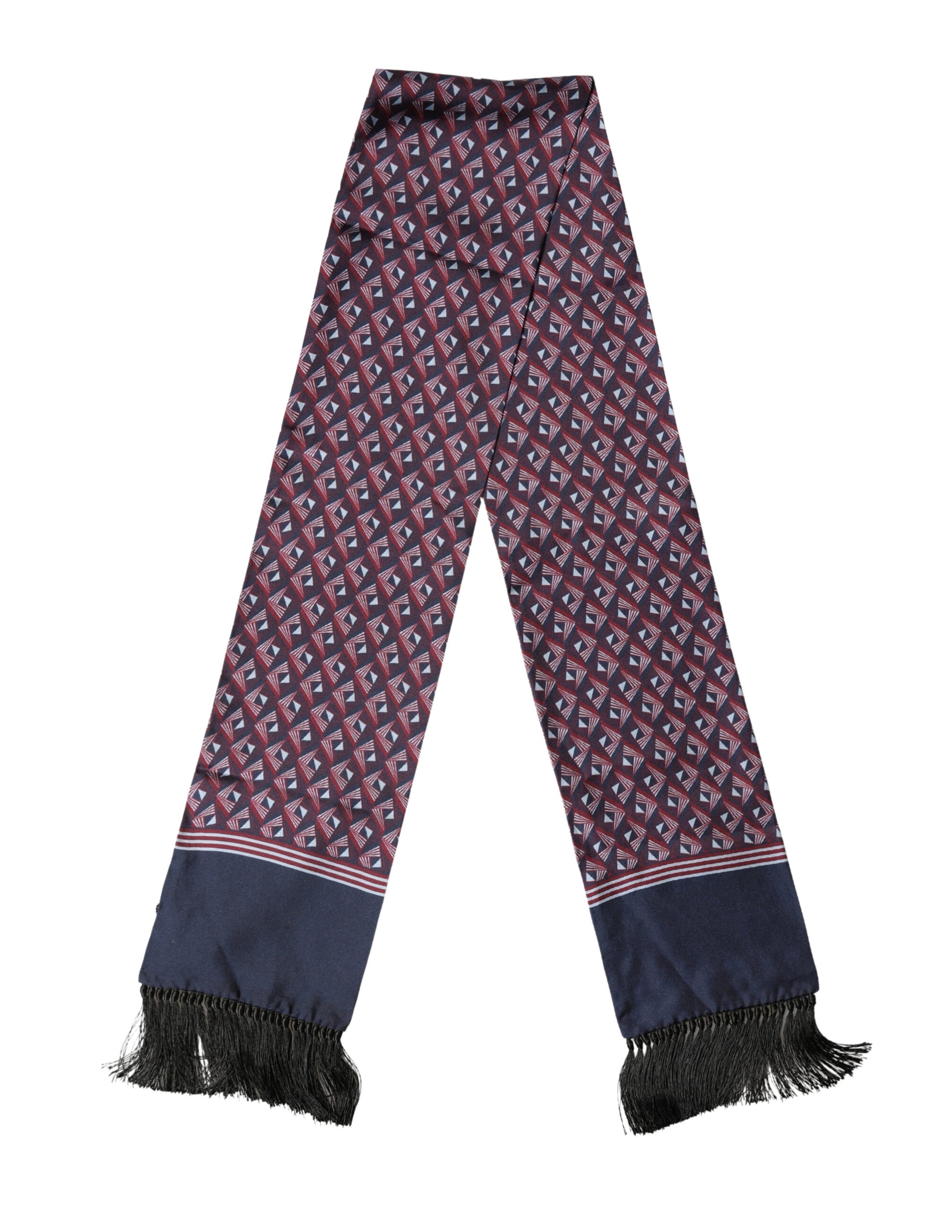 Dolce & Gabbana Multicolor Geometric Pattern Silk Fringe Scarf
