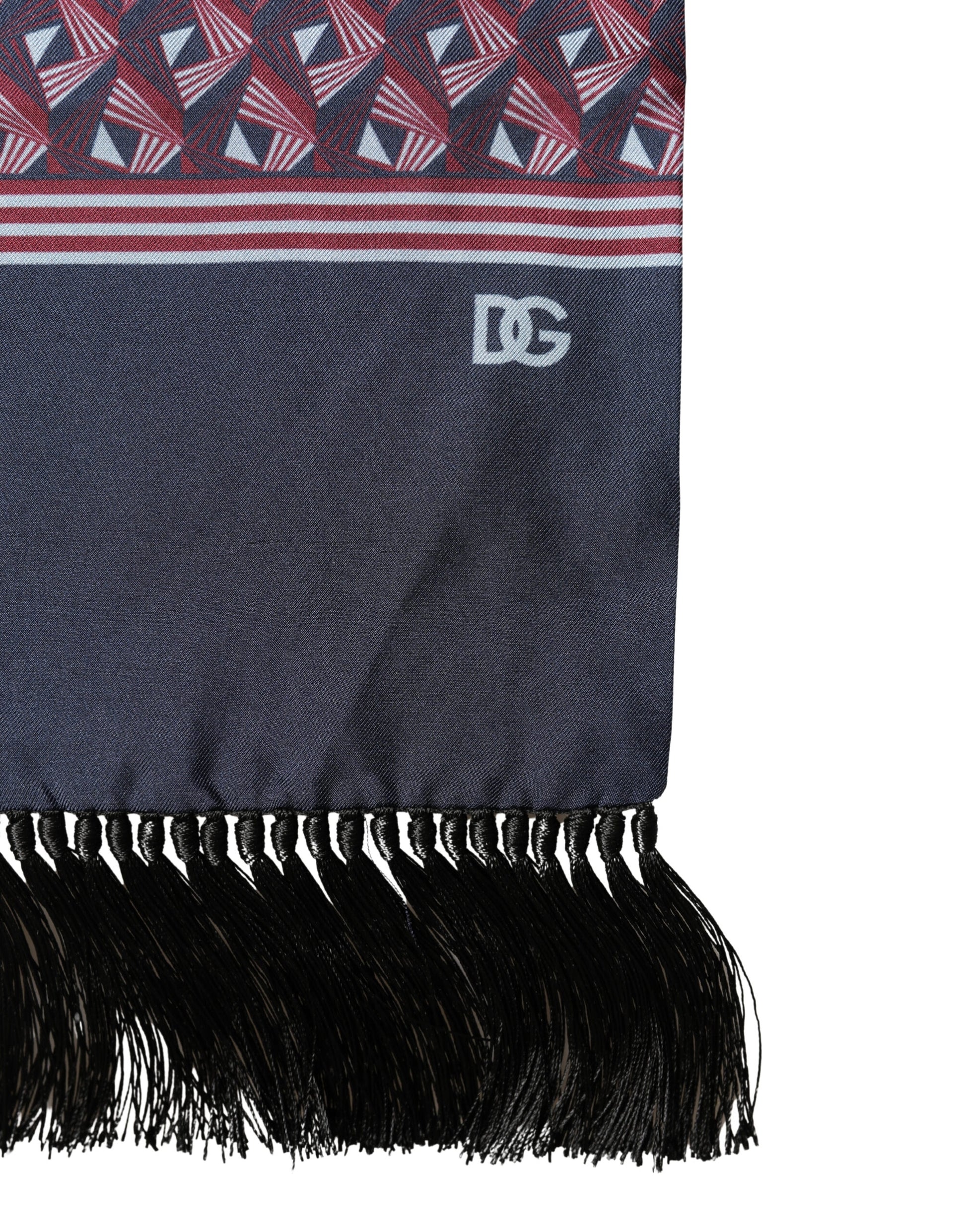 Dolce & Gabbana Multicolor Geometric Pattern Silk Fringe Scarf