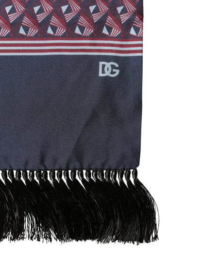 Dolce & Gabbana Multicolor Geometric Pattern Silk Fringe Scarf