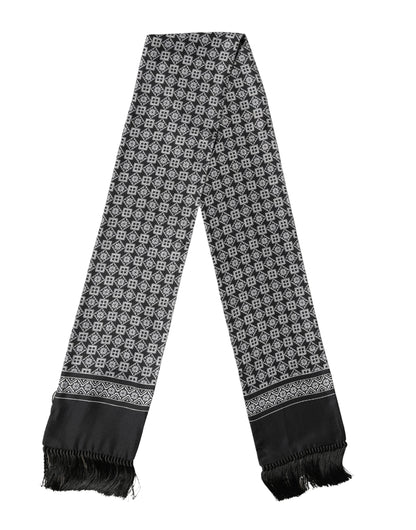 Dolce & Gabbana Black & White Silk Geometric Neck Wrap Scarf