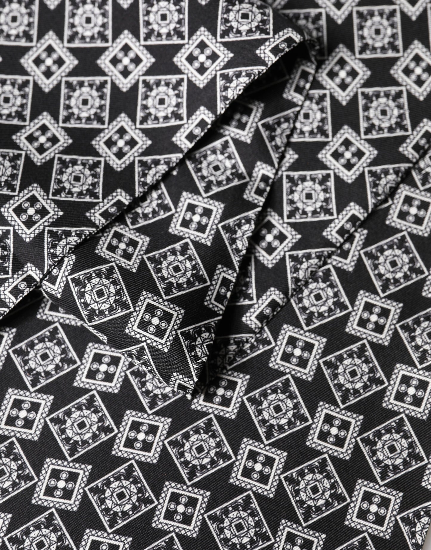 Dolce & Gabbana Black & White Silk Geometric Neck Wrap Scarf