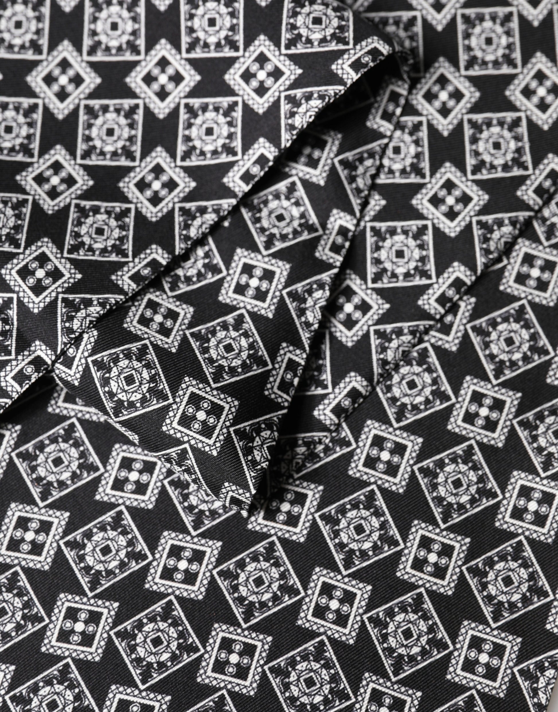 Dolce & Gabbana Black & White Silk Geometric Neck Wrap Scarf