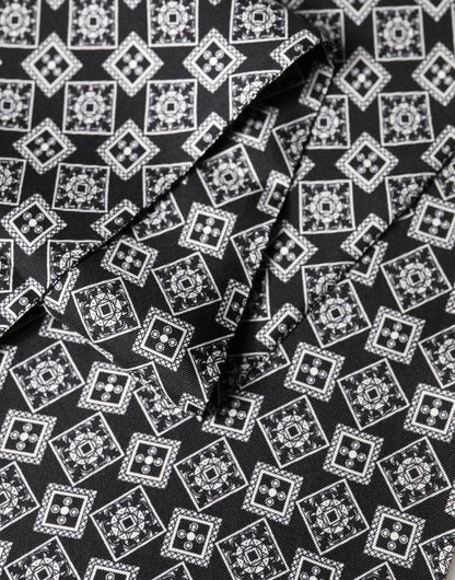 Dolce & Gabbana Black & White Silk Geometric Neck Wrap Scarf