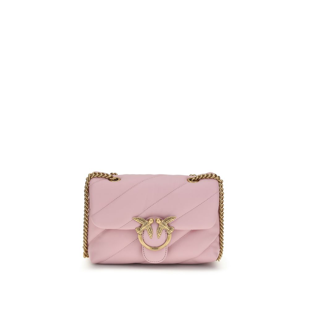 PINKO Pink Puff Calf Leather Gold Hardware Shoulder Bag
