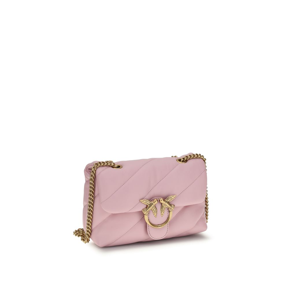 PINKO Pink Puff Calf Leather Gold Hardware Shoulder Bag