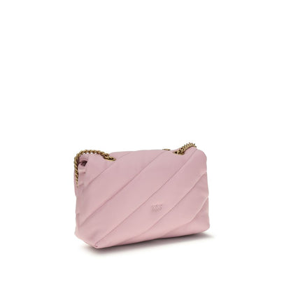 PINKO Pink Puff Calf Leather Gold Hardware Shoulder Bag