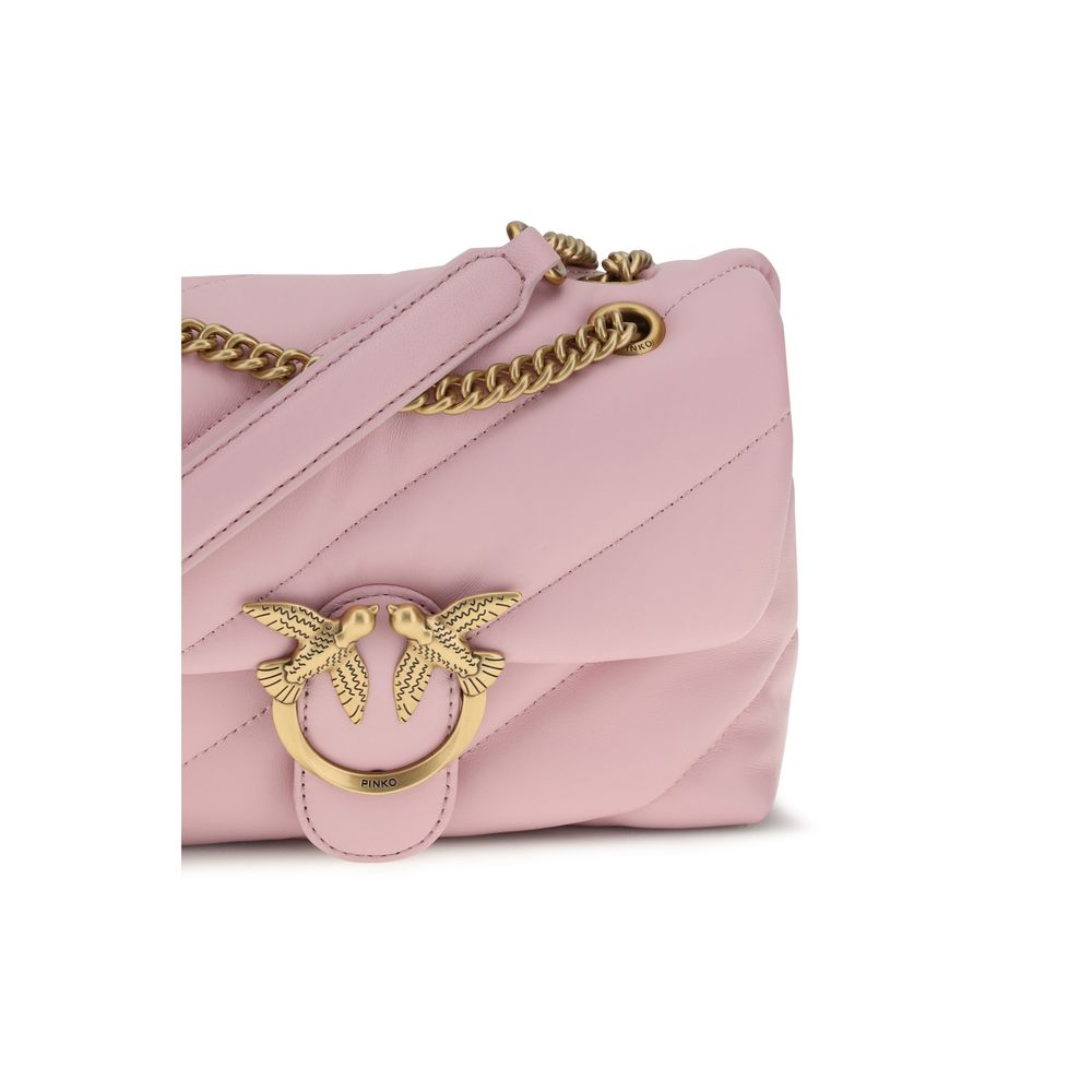 PINKO Pink Puff Calf Leather Gold Hardware Shoulder Bag