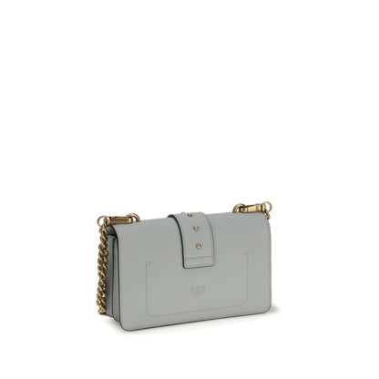 PINKO Gray Calf Leather Gold Hardware Shoulder Bag