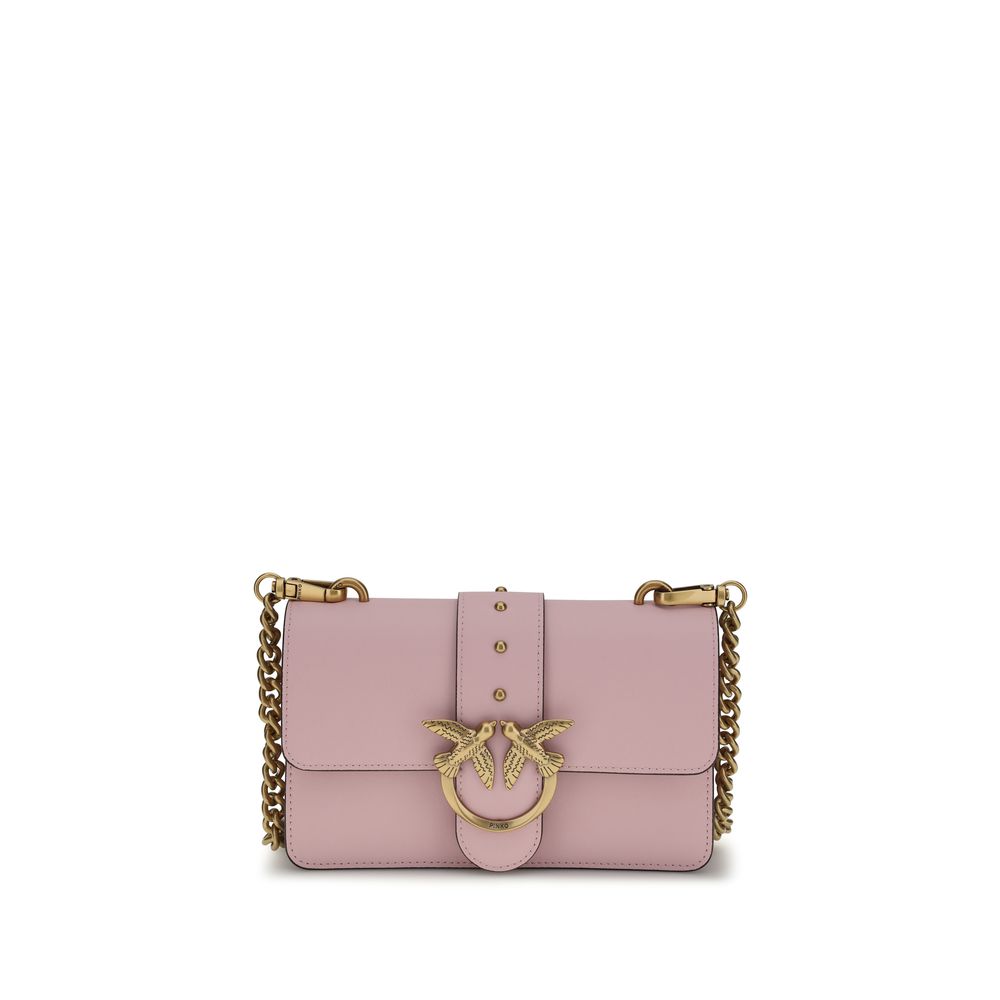 PINKO Pink Calf Leather Gold Hardware Shoulder Bag