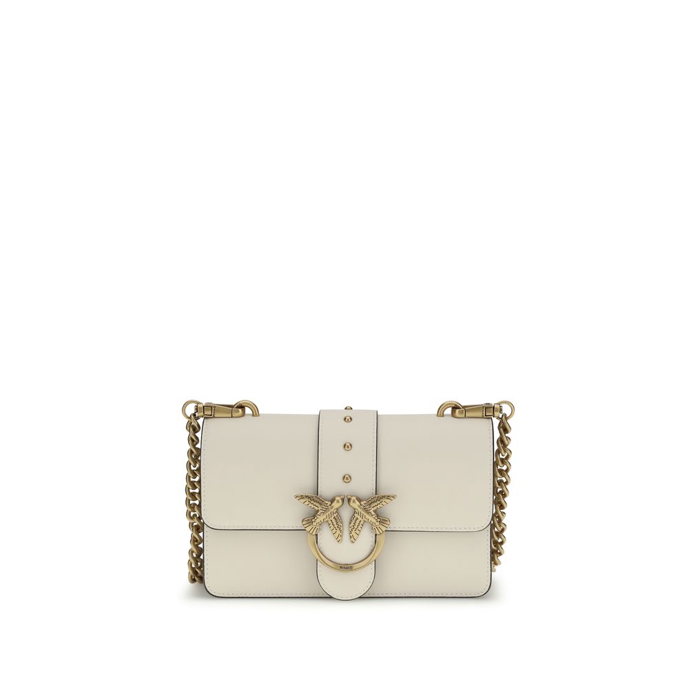 PINKO Love One Small Shoulder Bag in Beige Calf Leather