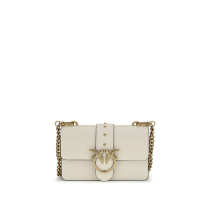 PINKO Love One Small Shoulder Bag in Beige Calf Leather