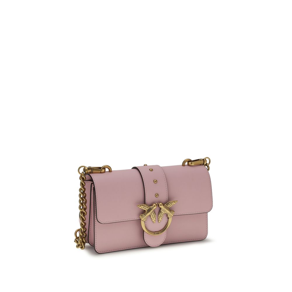 PINKO Pink Calf Leather Gold Hardware Shoulder Bag