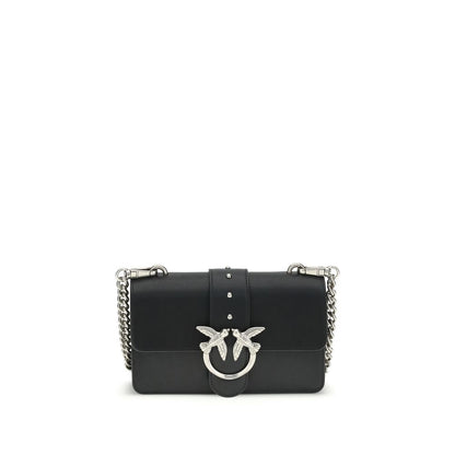 PINKO Black Calf Leather Bos Taurus Shoulder Bag