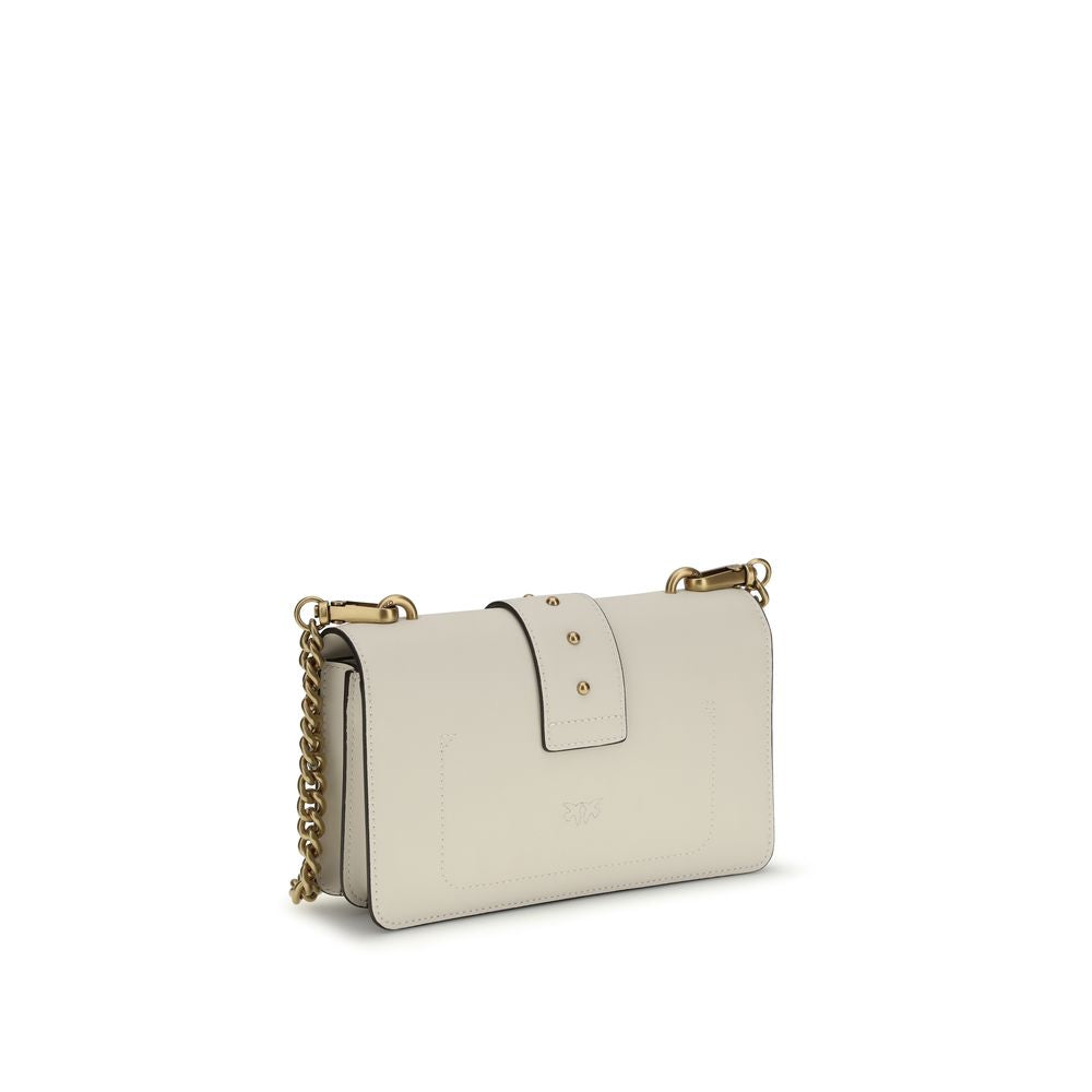 PINKO Love One Small Shoulder Bag in Beige Calf Leather