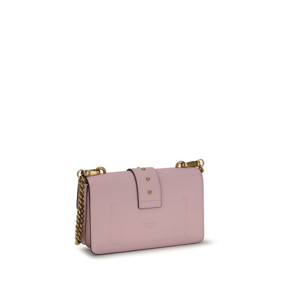 PINKO Pink Calf Leather Gold Hardware Shoulder Bag