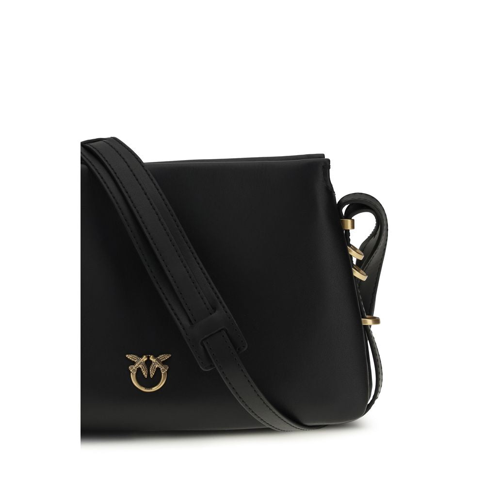 PINKO Black Calf Leather Bos Taurus Shoulder Bag
