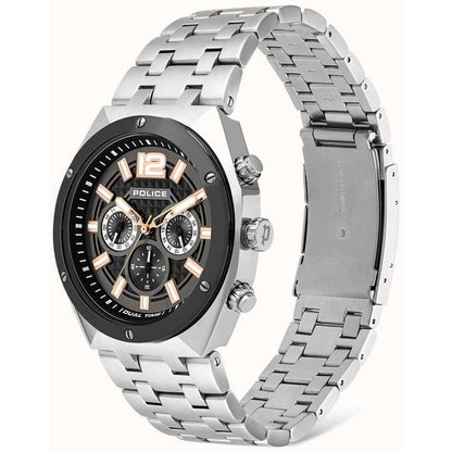 Police Men's Grey Stainless Steel Dress Watch with Dual Time