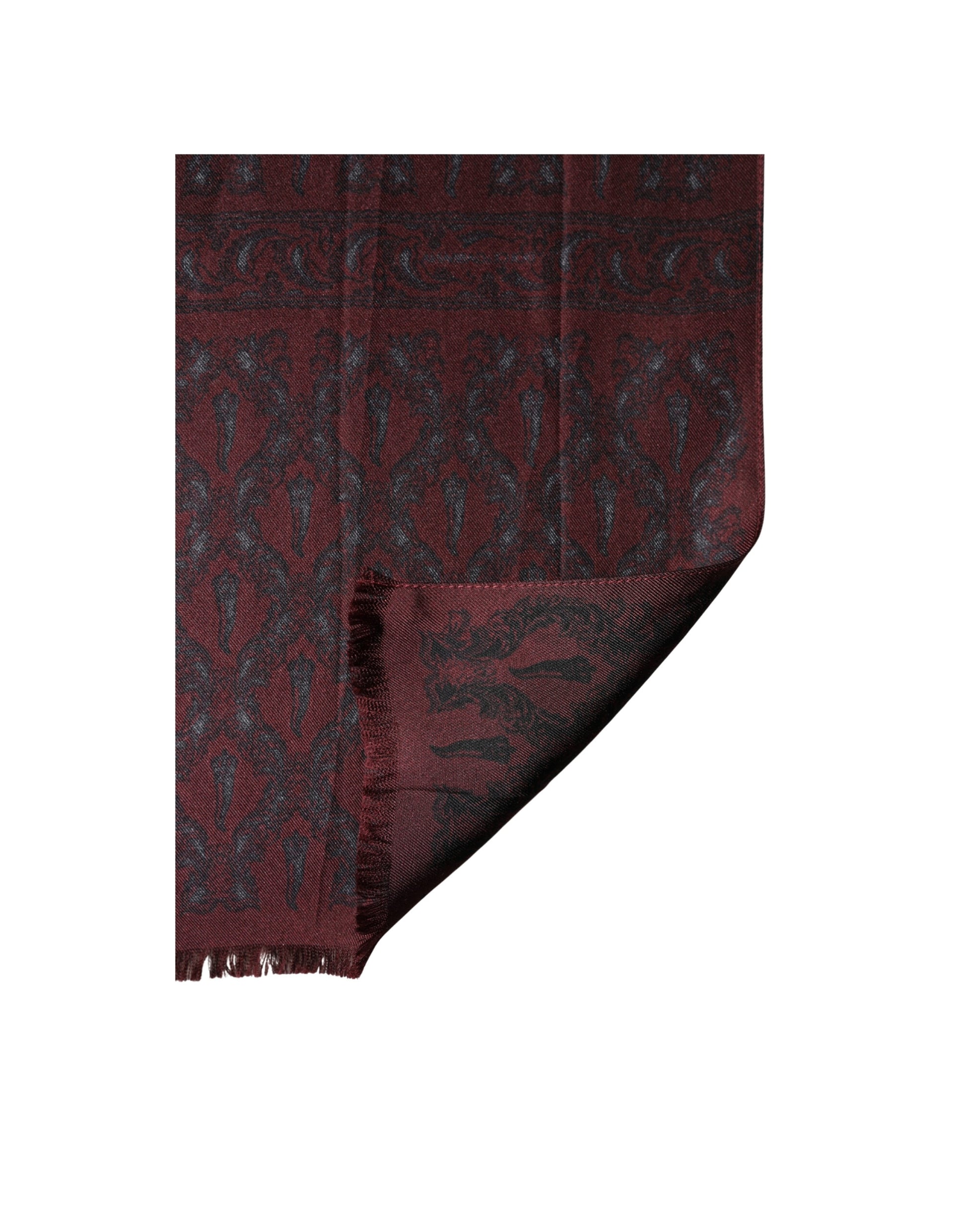 Dolce & Gabbana Burgundy Black Silk Paisley Foulard