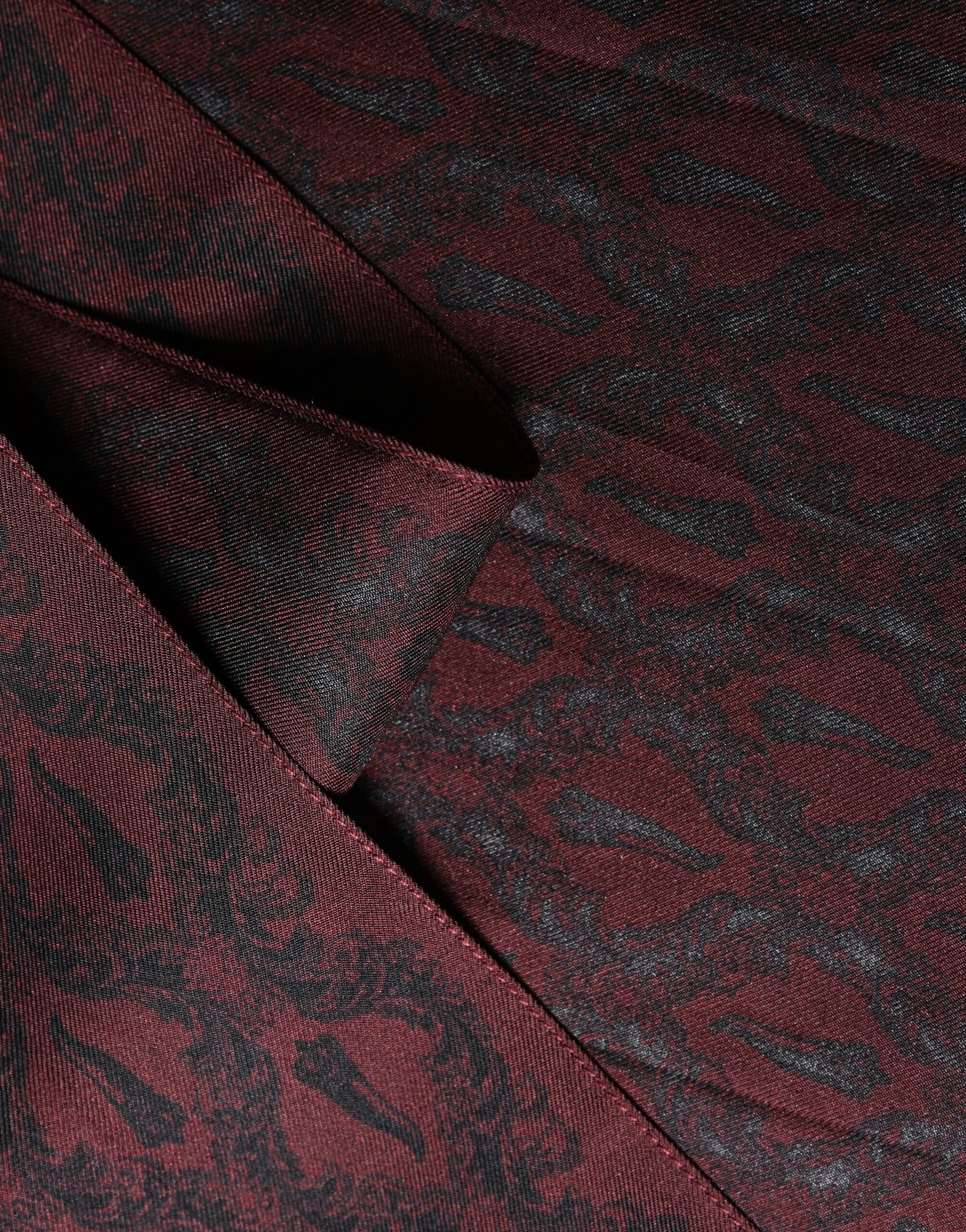Dolce & Gabbana Burgundy Black Silk Paisley Foulard
