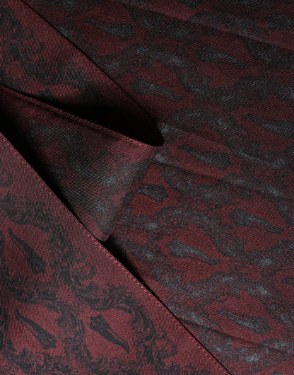 Dolce & Gabbana Burgundy Black Silk Paisley Foulard