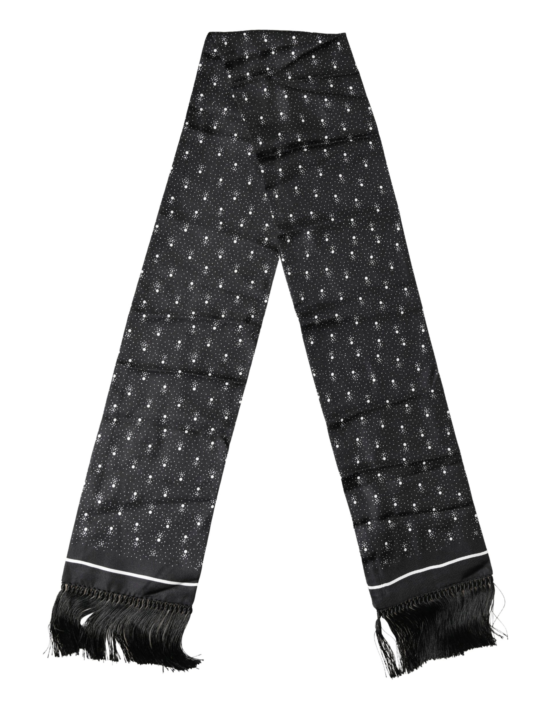Dolce & Gabbana Black White Silk Dotted Print Foulard Scarf