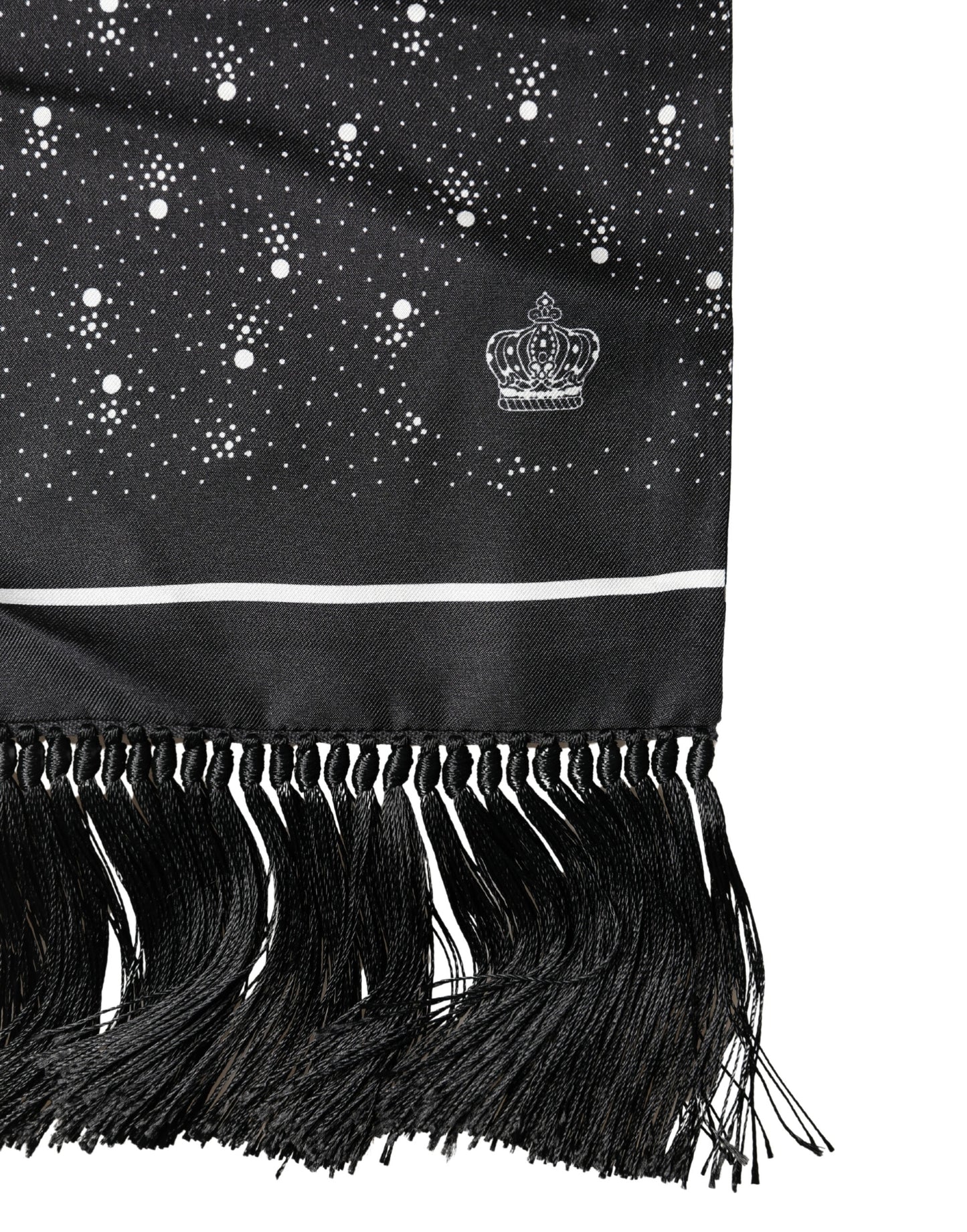 Dolce & Gabbana Black White Silk Dotted Print Foulard Scarf