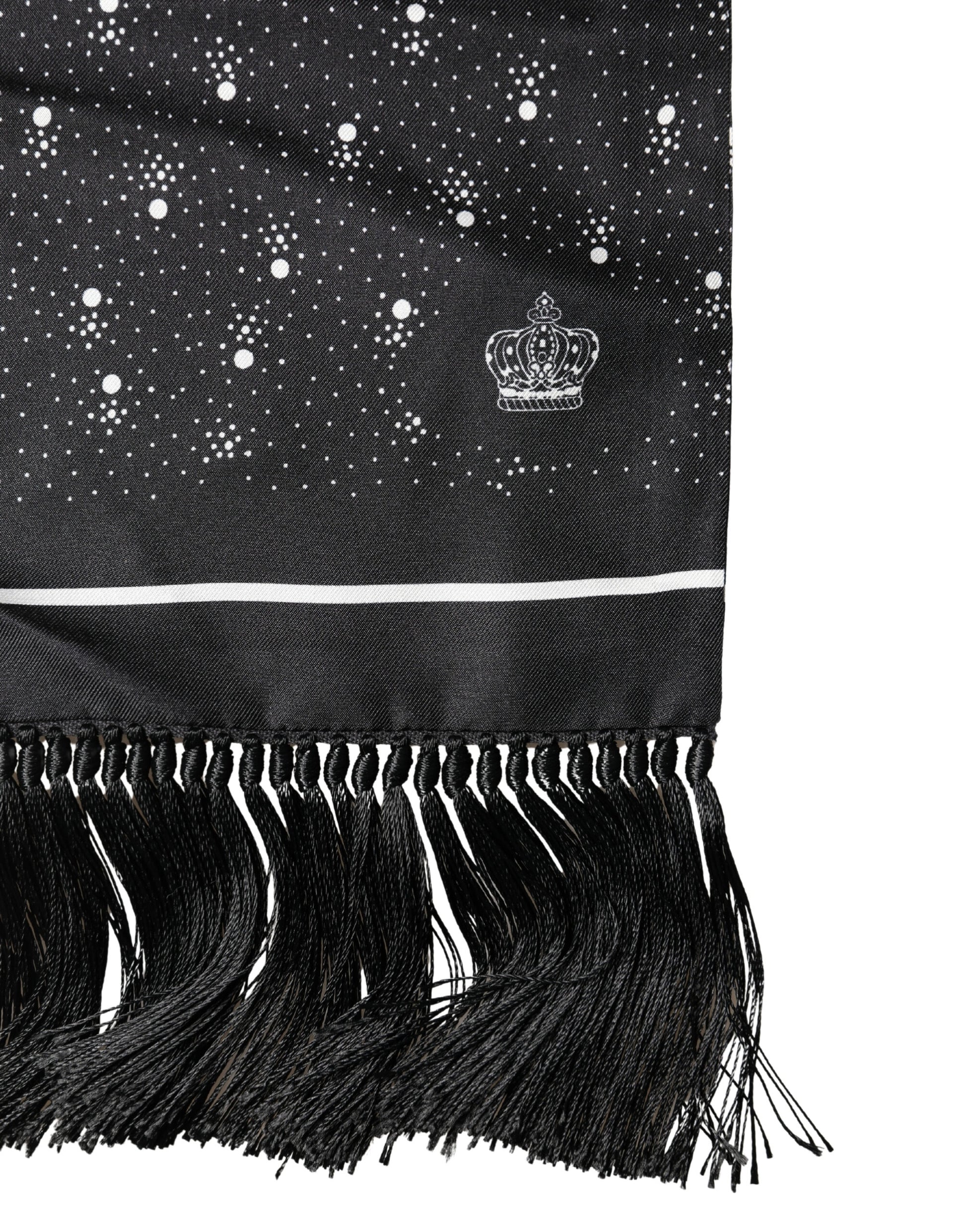 Dolce & Gabbana Black White Silk Dotted Print Foulard Scarf