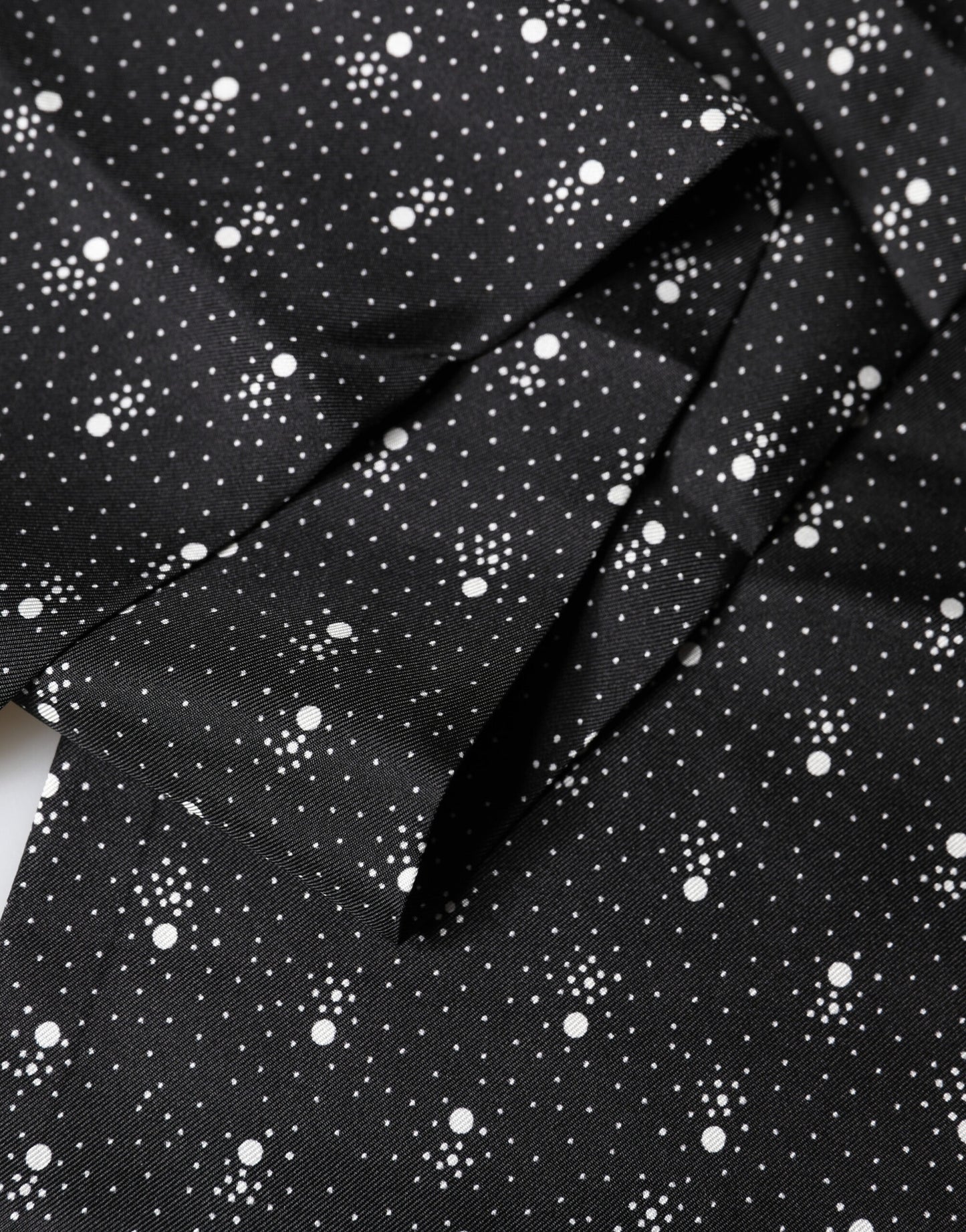 Dolce & Gabbana Black White Silk Dotted Print Foulard Scarf