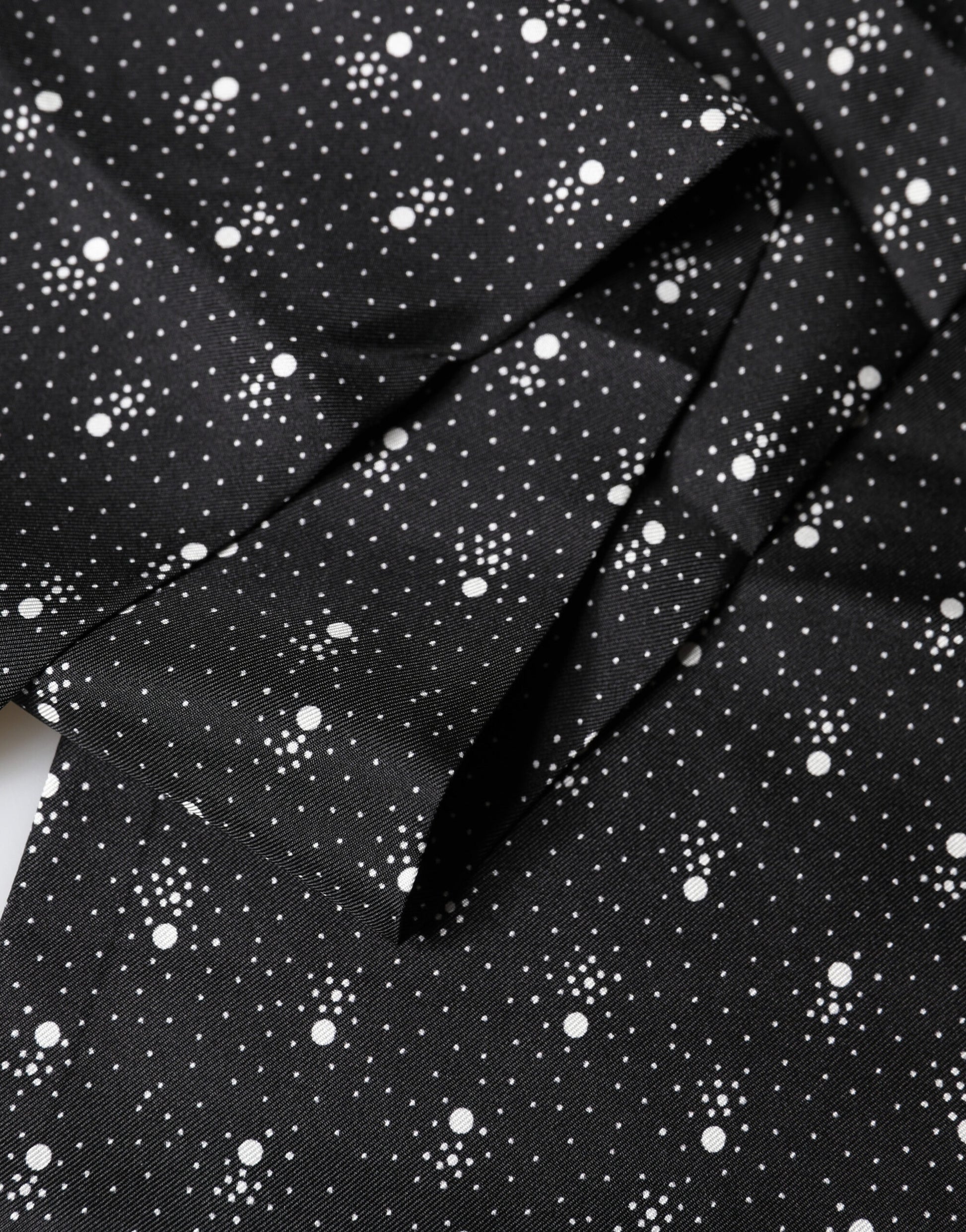 Dolce & Gabbana Black White Silk Dotted Print Foulard Scarf