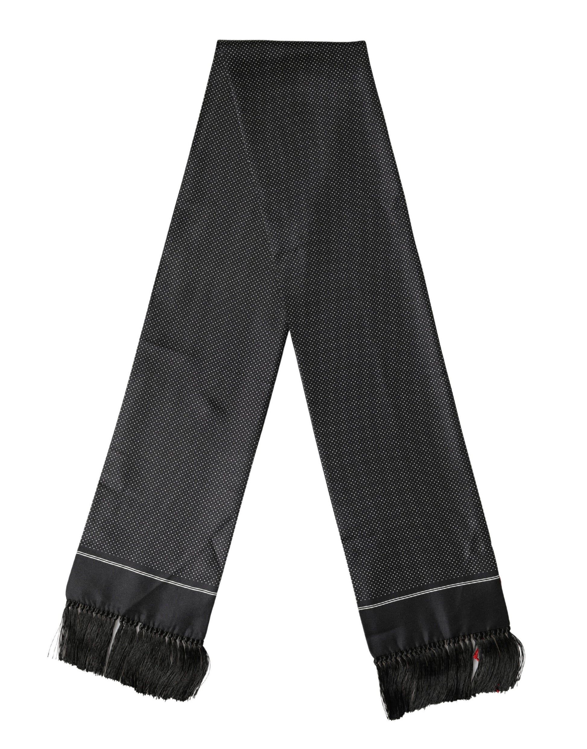 Dolce & Gabbana Black Silk Polka Dot Crown Foulard Scarf