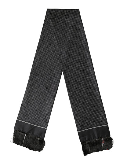 Dolce & Gabbana Black Silk Polka Dot Crown Foulard Scarf