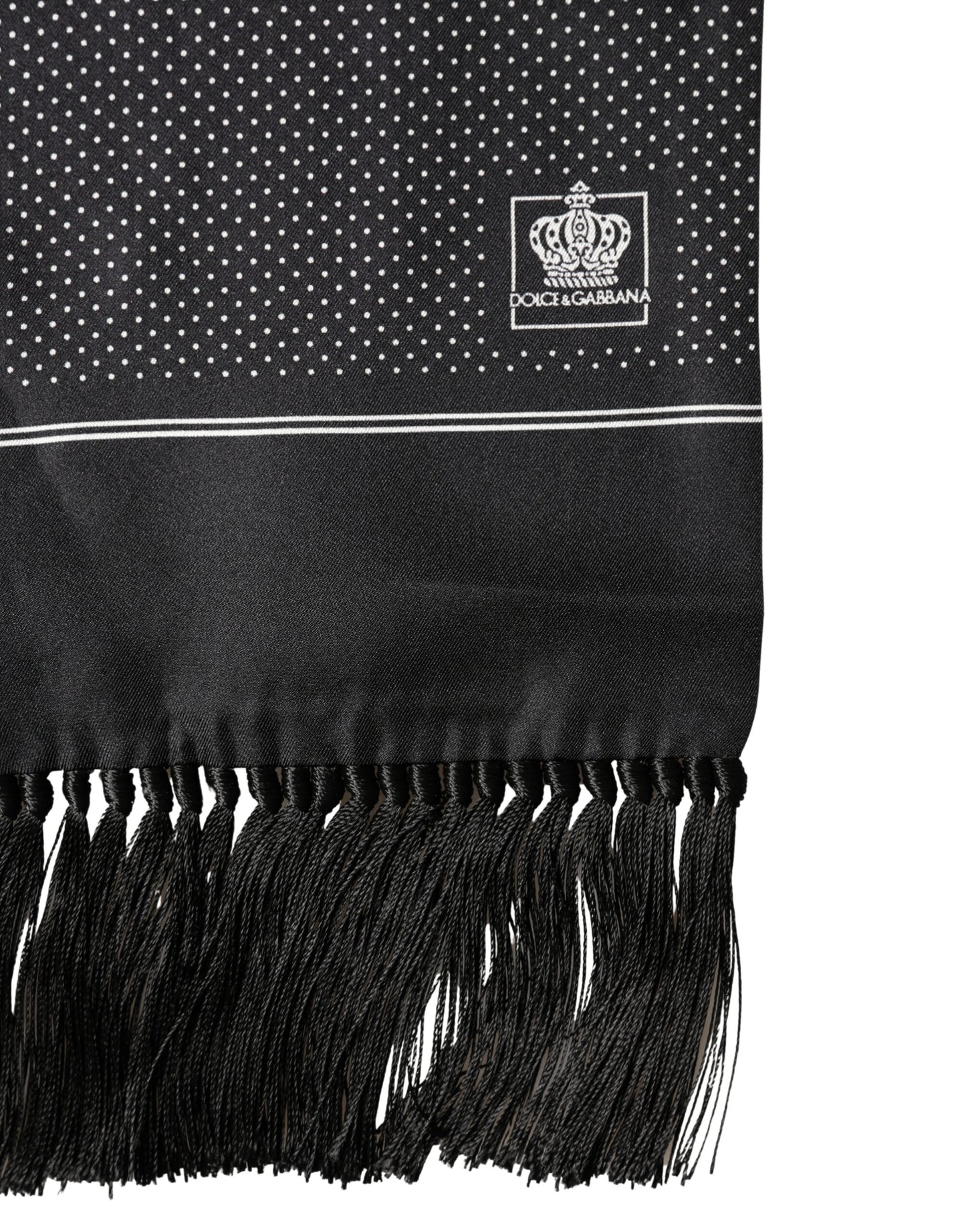 Dolce & Gabbana Black Silk Polka Dot Crown Foulard Scarf