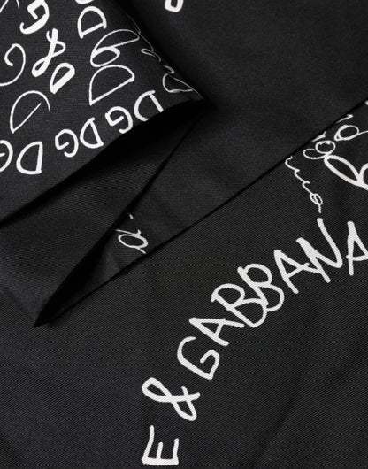 Dolce & Gabbana Black Logo Script Print Silk Foulard