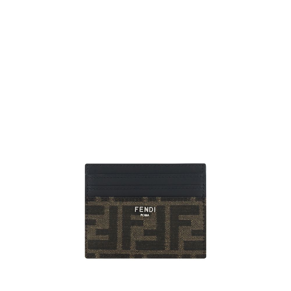 Fendi Brown Calf Leather Card Holder Wallet