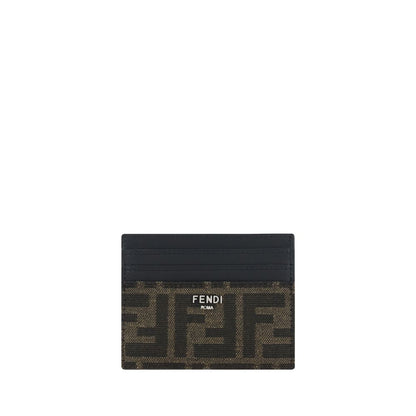 Fendi Brown Calf Leather Card Holder Wallet