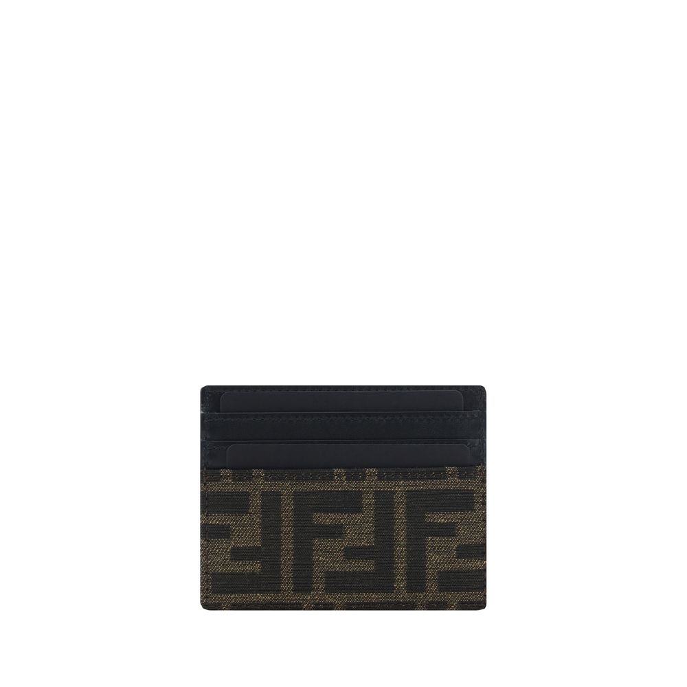 Fendi Brown Calf Leather Card Holder Wallet