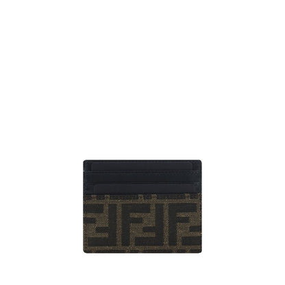 Fendi Brown Calf Leather Card Holder Wallet