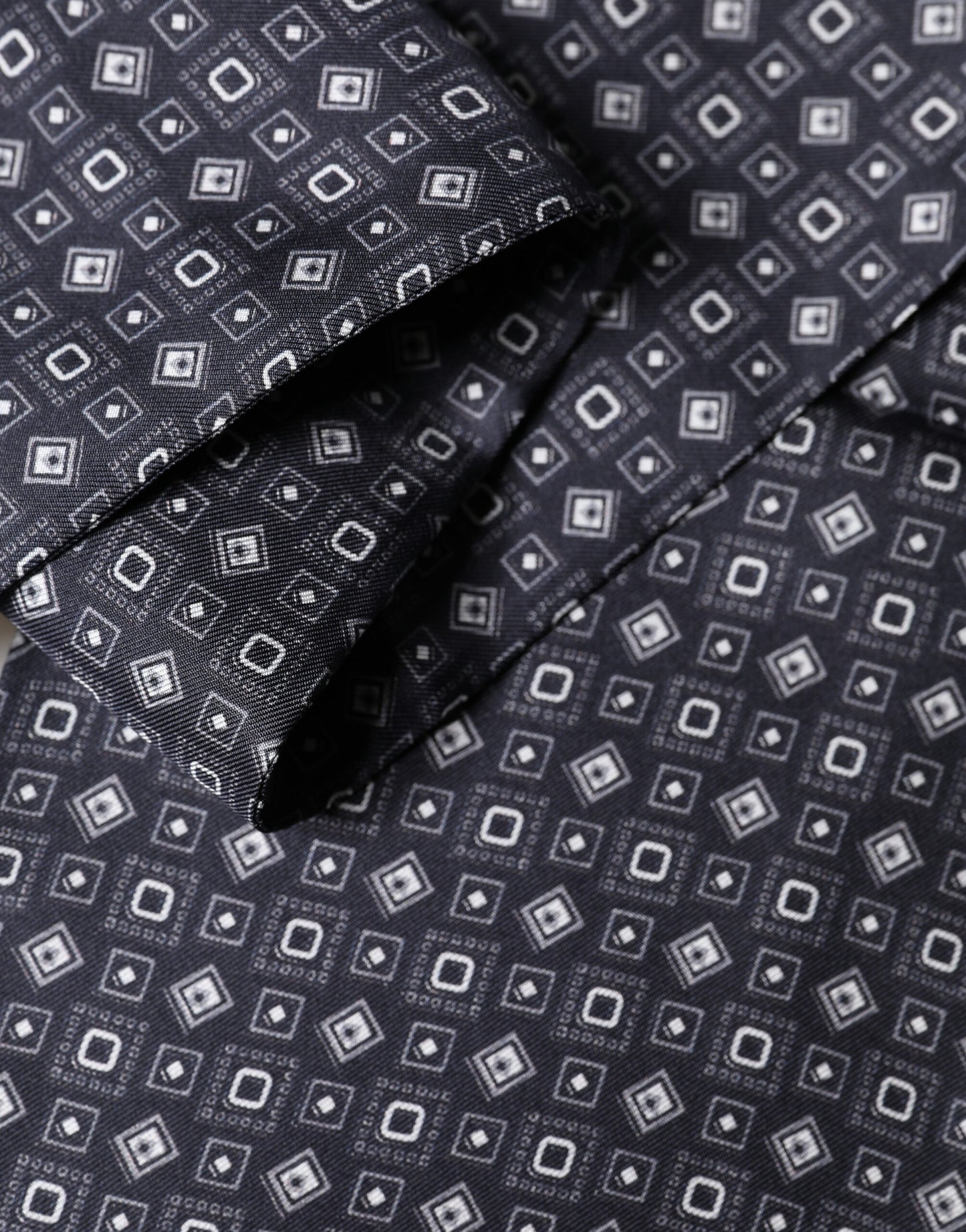 Dolce & Gabbana Black Silk Geometric Fringe Wrap Foulard