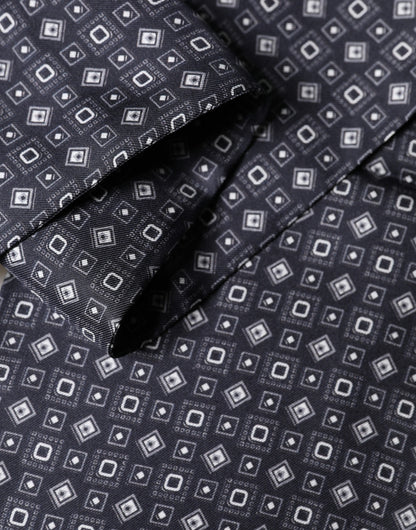 Dolce & Gabbana Black Silk Geometric Fringe Wrap Foulard