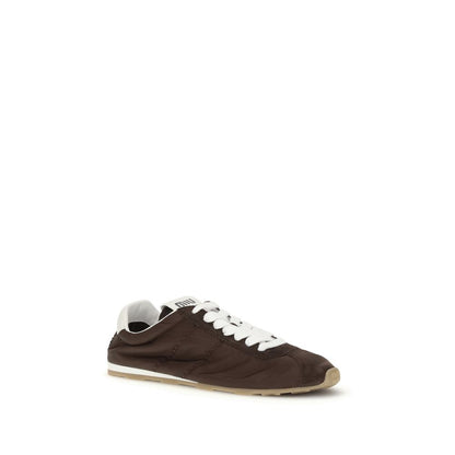 Miu Miu Brown Calf Leather Bos Taurus Low Top Sneakers