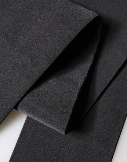 Dolce & Gabbana Black Silk Fringe Neck Wrap Foulard