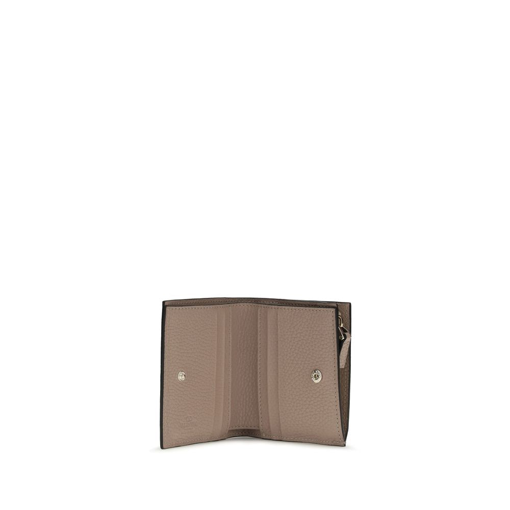 Valentino Garavani Gray Grained Leather Rockstud Wallet