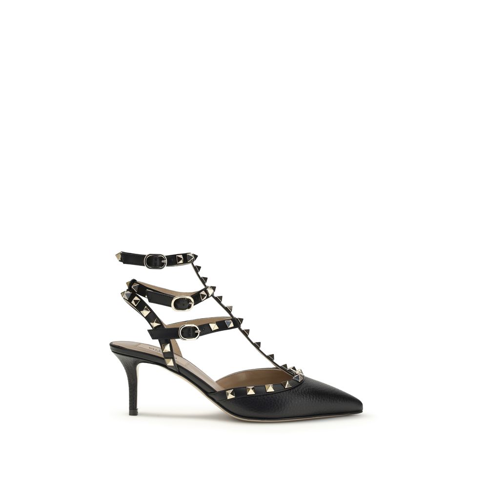 Valentino Garavani Black Calf Leather Rockstud Pumps