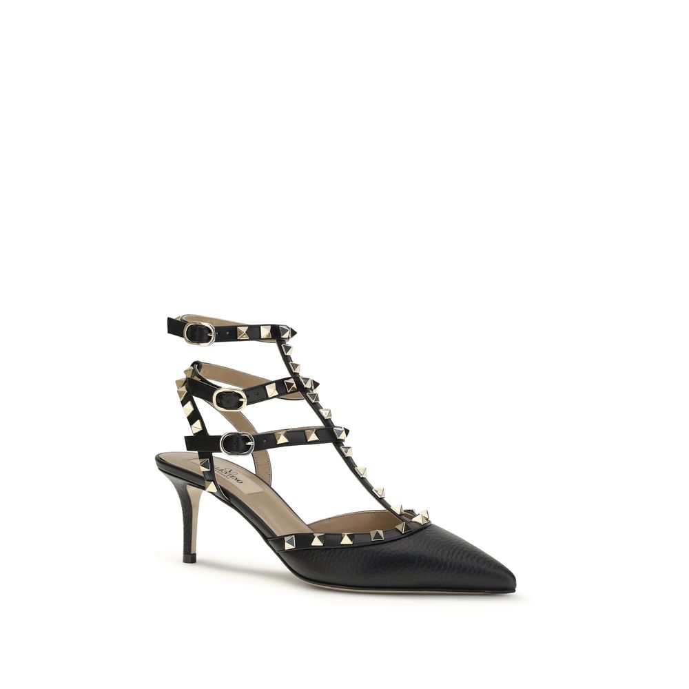 Valentino Garavani Black Calf Leather Rockstud Pumps