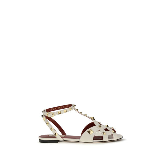 Valentino Garavani Beige Goatskin Flat Studdy Sandals