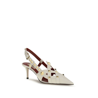 Valentino Garavani Beige Goatskin Studdy Slingback Pumps