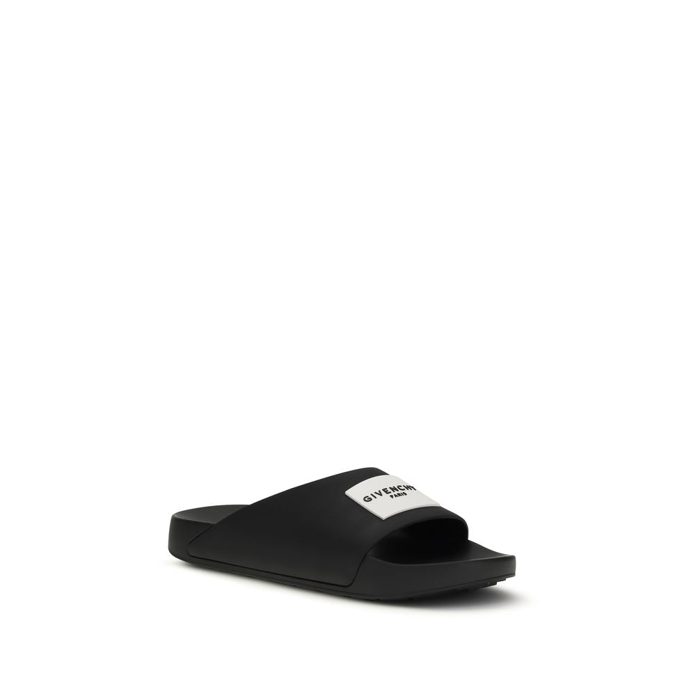 Givenchy Black Rubber Logo Pool Slides
