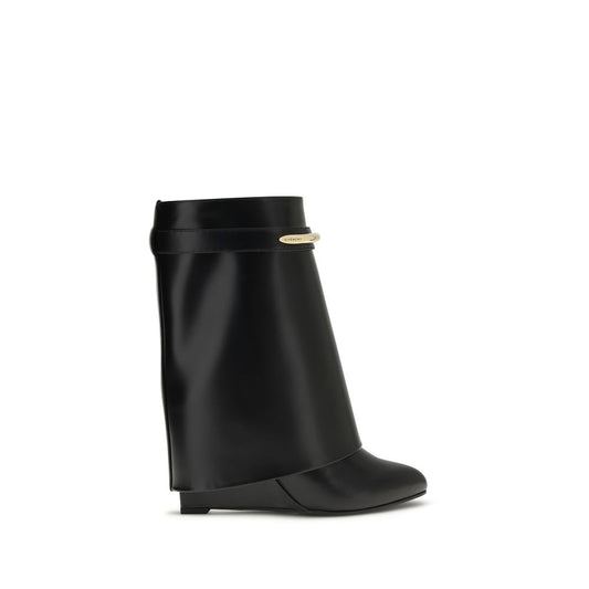 Givenchy Black Calf Leather Shark Lock Ankle Boots